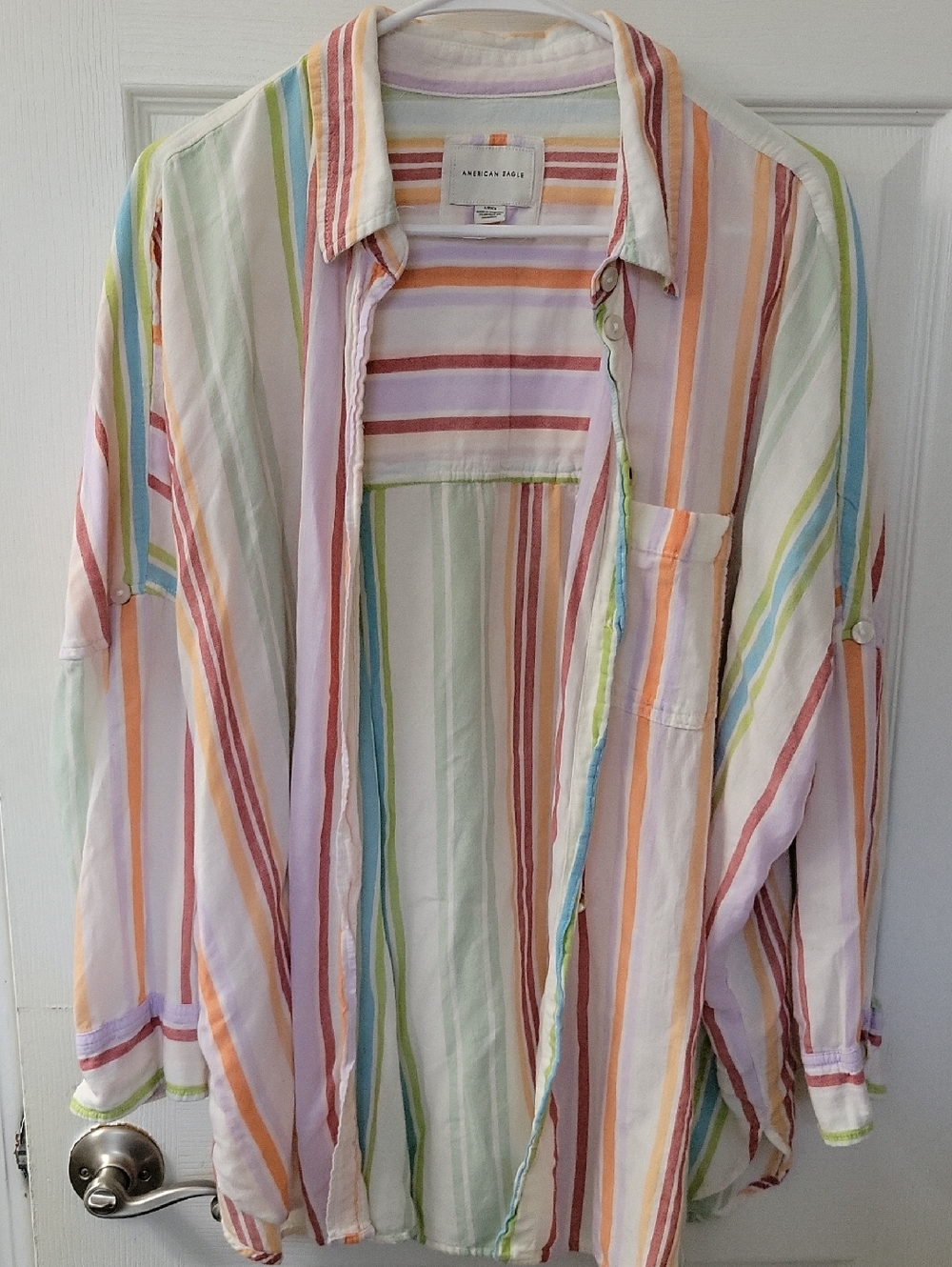 American Eagle Stiped Beach Shirt